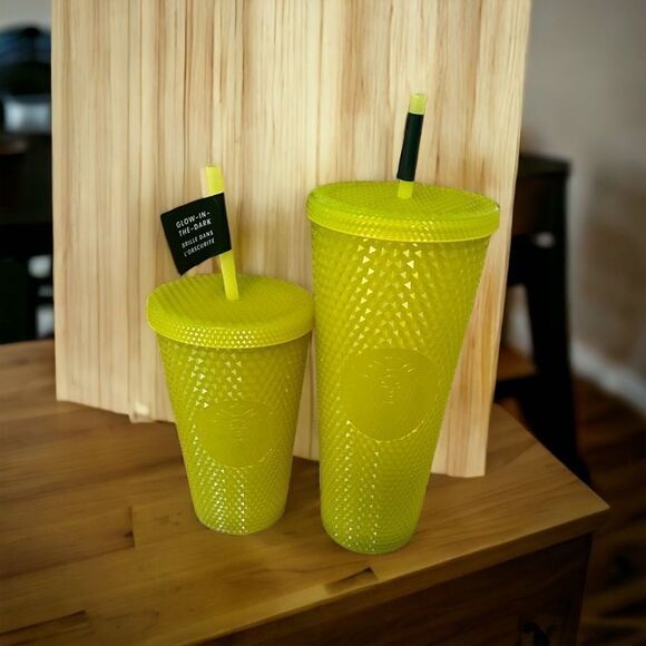STARBUCKS GLOW IN THE DARK VENTI 24oz. And Grande STUDDED TUMBLER-NWT! NEW Set - Picture 2 of 2